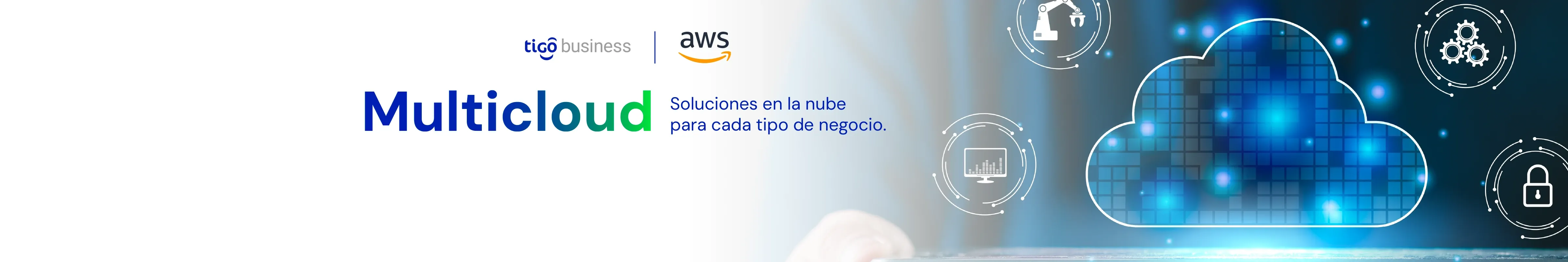 Banner de Multicloud, producto de Tigo Business y AWS
